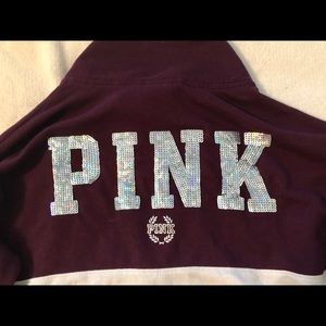 PINK sequined half zip jacket